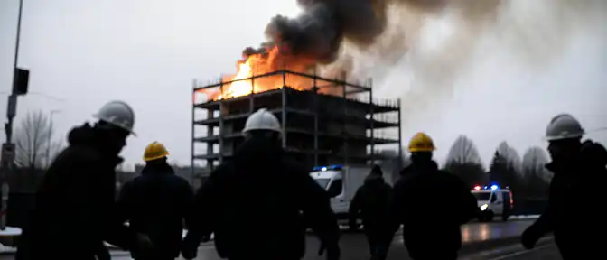 Эвакуация на стройплощадке в Бирюлево из-за пожара на крыше